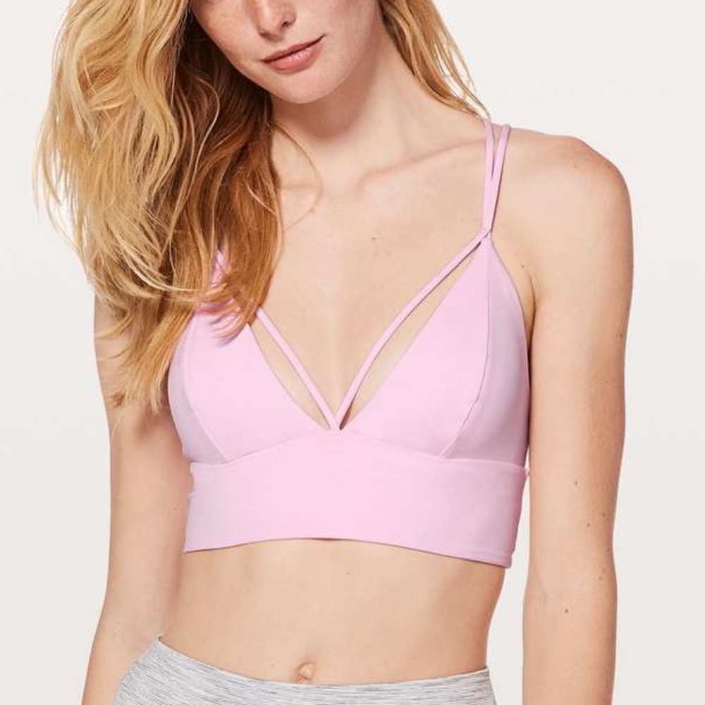 lululemon pushing limits sports bra in pearl pink 4